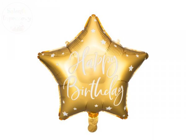 Balon foliowy gwiazdka złota Happy Birthday 40cm