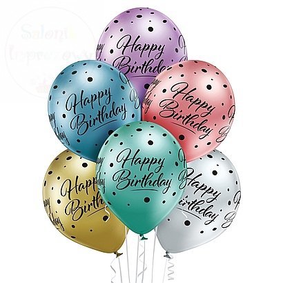 Balony Happy Birthday GLOSSY mix kolor