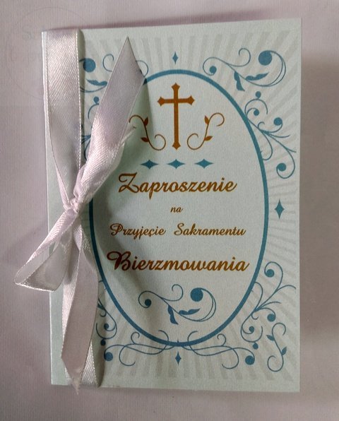Zaproszenie z kokardką na Bierzmowanie  1 szt