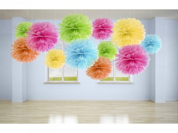 Pompon bibułowy biały 35cm 1szt