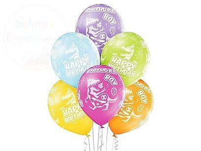Balony 12 cali Happy Birthday BOY dinozaury mix