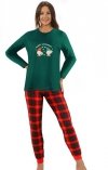 Świąteczna piżama damska zielona krasnoludki