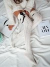 Zakolanówki ażurowe ze wstążką Milena 0835-001 