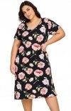 Koszula nocna granatowa kwiaty Taro Peony 3160 2XL-3XL