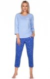 Niebieska piżama damska z rybaczkami Regina 646 2XL