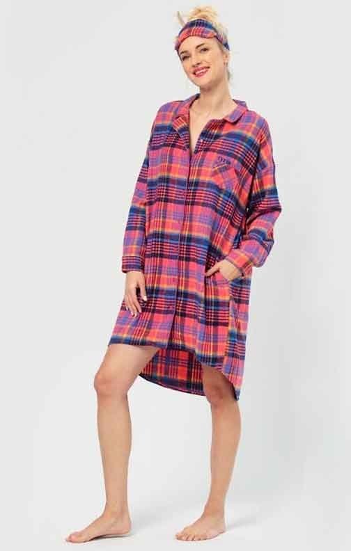 Ciepła koszula nocna flanelowa Key LND 483