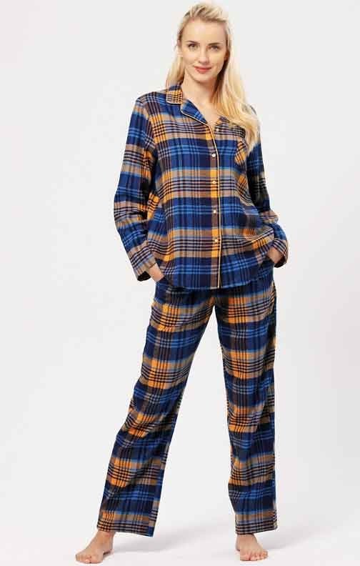 Key LNS 481 ciepła piżama damska flanelowa rozpinana 2XL-3XL
