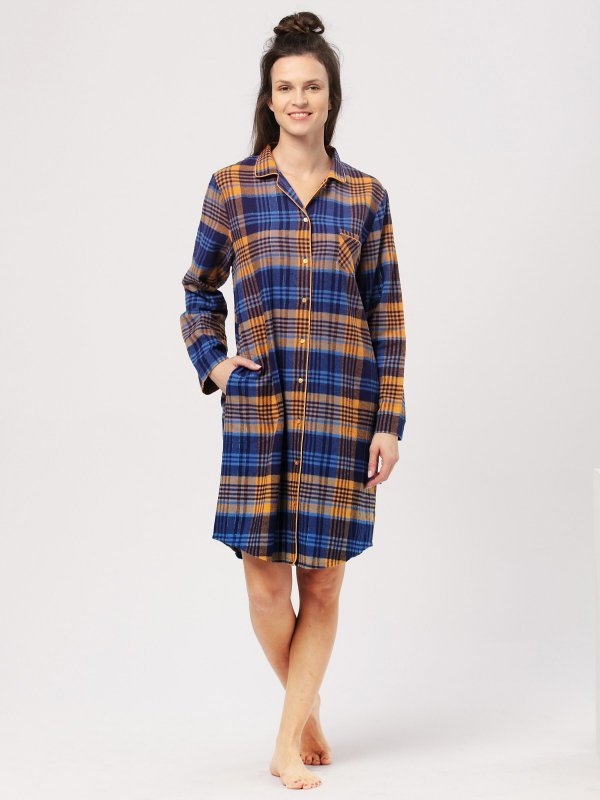 Key LND 481 flanelowa koszula nocna rozpinana