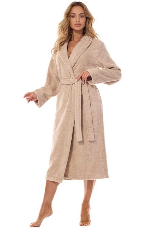 Szlafrok damski frotte L&amp;L 2408 beżowy