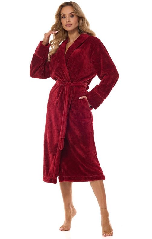 Gruby szlafrok damski L&amp;L 2413 Camelia 3XL bordo