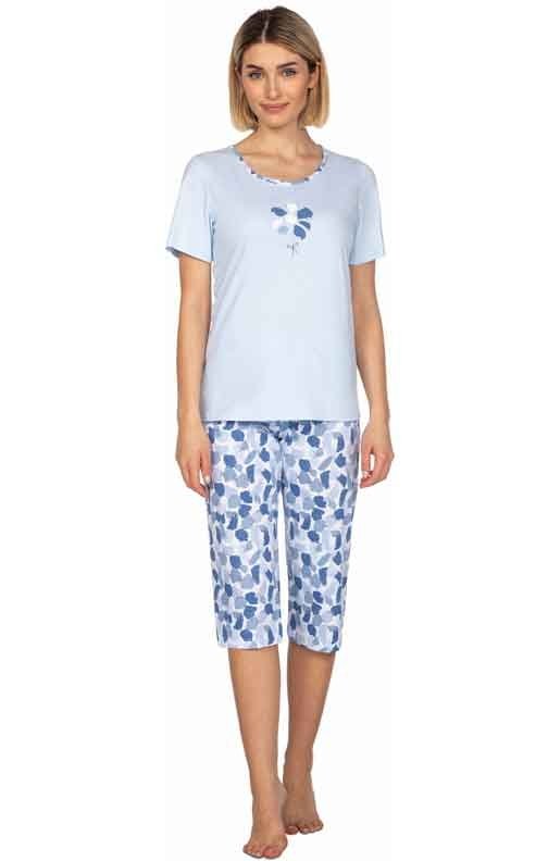 Niebieska piżama damska z rybaczkami Regina 661