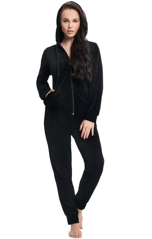Luna 309 Welurowy dres damski 3XL czarny
