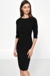 Sukienka Czarna sukienka z asymetrycznymi draperiami S218 Black - Nife