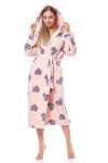 Szlafrok Damski Model Kola Long Apricot Pink/Violet - L&L collection