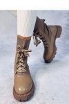 Botki ze sweterkową cholewką TIERR KHAKI - Inello