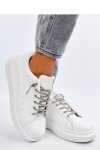 Sneakersy z kryształkowymi sznurówkami SERIES WHITE/SILVER - Inello