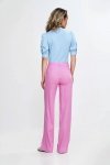 Spodnie bootcut z rayonu z krytym guzikiem SD111 Pink - Nife