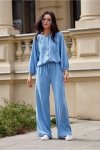 Koszula Damska Model Zaya BLU0212 J07 Blue - Roco Fashion