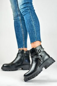 Botki Model Aline 250043B-PU Black - PRIMO