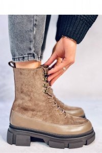 Botki sznurowane KINNEY KHAKI - Inello