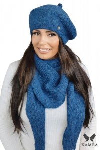 OFELIA zimowy beret damski kolor granatowy - Kamea