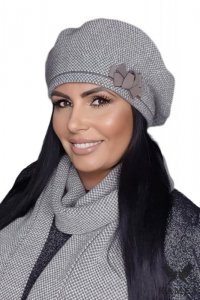 HELENA beret damski kolor brązowy - Kamea