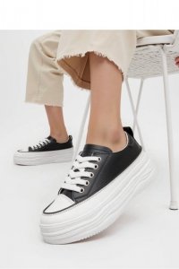 Damskie Sneakersy PLATFORMIA ? Black  White - Inello