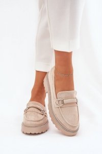 Mokasyny Model Patina 888-883A Beige Zamsz - Step in style