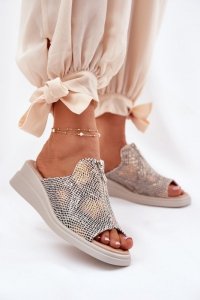 Sandał Klapki Model Irriva ASA266-2 Wąż Beige - Step in style