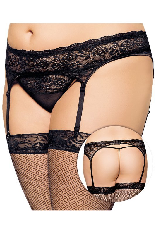Komplet Model Garterbelt 3305 Plus Size Black - SoftLine Collection