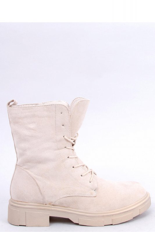 Botki sznurowane zamszowe LAVEY BEIGE - Inello