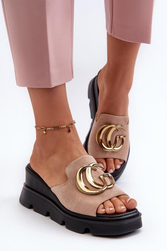 Sandał Klapki Model Iaria 58295 Beige - Step in style