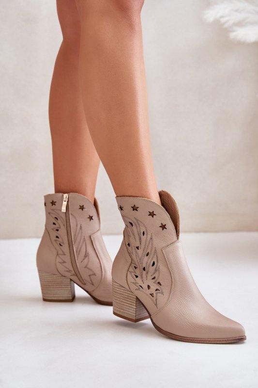 Botki Model Lewski 3613 Beige Skóra - Step in style