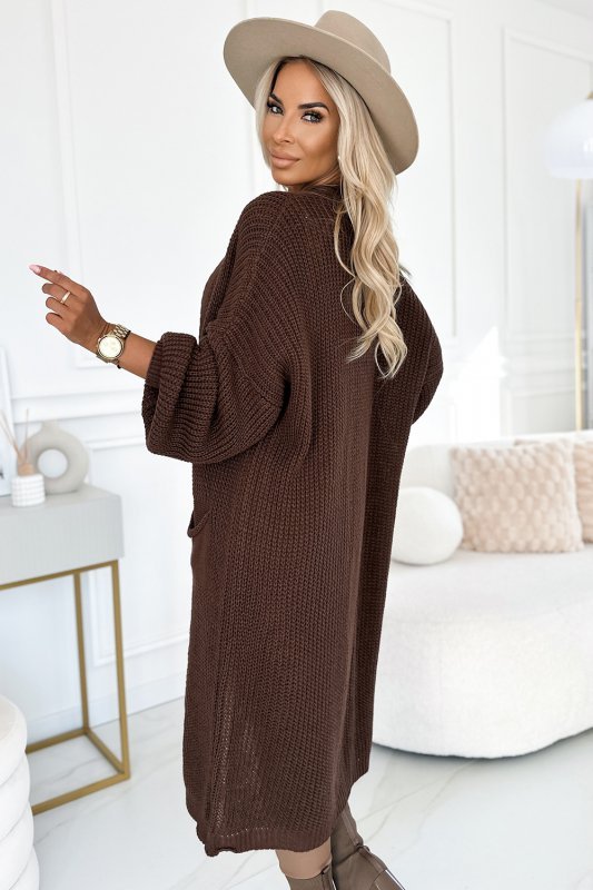 Sweter Kardigan Model 552-1 Czekolada - Numoco