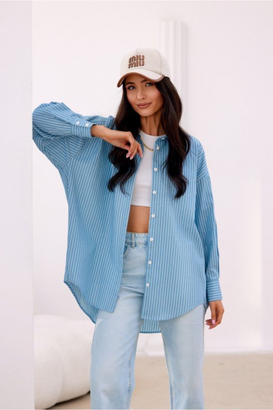 Koszula Damska Model Olly BLU0198-A27 Blue - Roco Fashion
