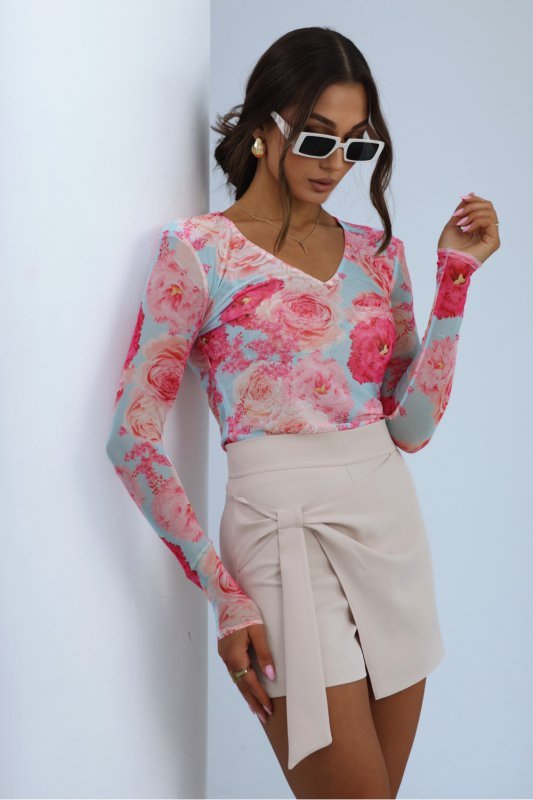 Bluzka Model Lori 200120825 Pink Flowers/Pink - LaBalancia