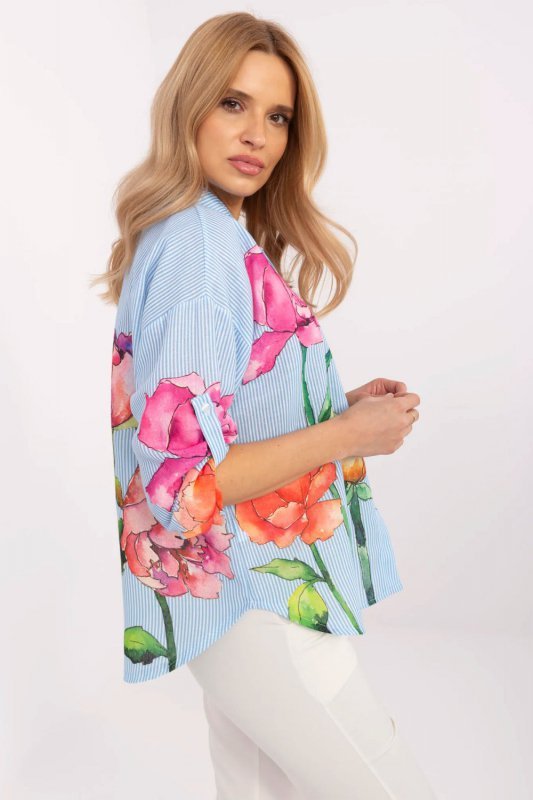 Koszula Damska Model DHJ-KS-16567.69 White/Blue - Italy Moda