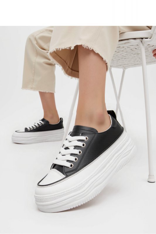 Damskie Sneakersy PLATFORMIA ? Black  White - Inello
