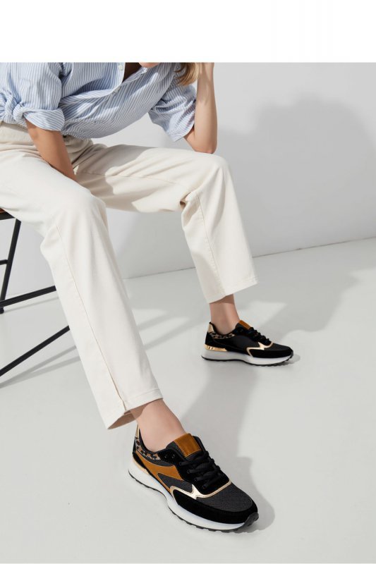 Damskie Sneakersy VELORE ? Black  Gold - Inello