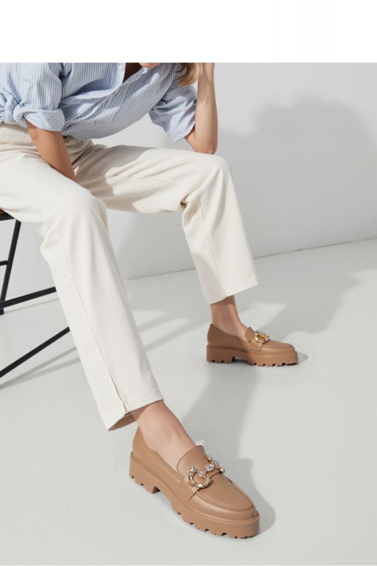 Damskie Mokasyny ELEGANZE KHAKI - Inello
