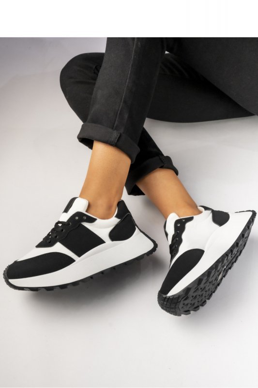 Damskie Sneakersy ? Czarny  Biały RAVEN BLACK - Inello