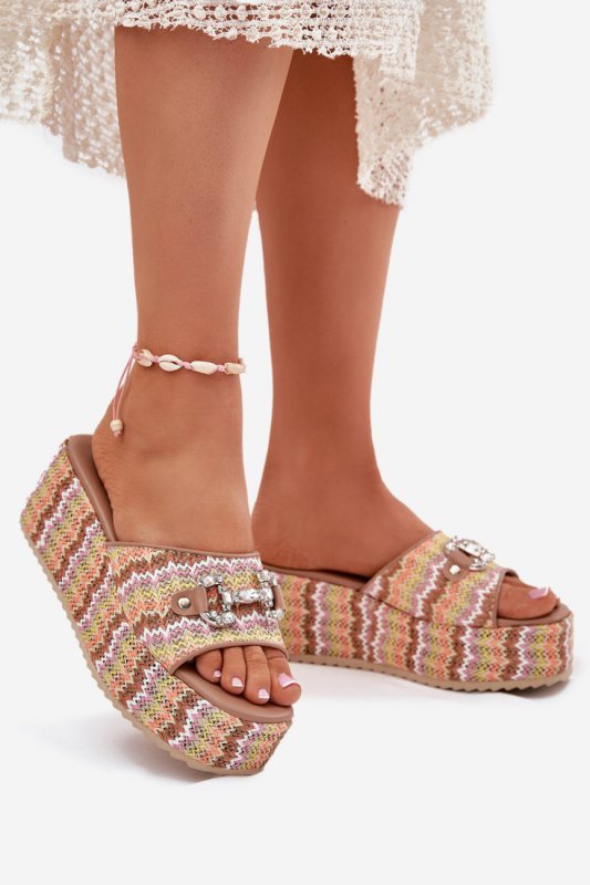 Sandał Klapki Model Isolene 55-A08 Multicolor Camel - Step in style