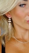 EARRINGS GOLD LONG ZIRCONIA WEDDING WEDDING