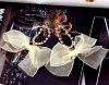 Golden earrings silk flowers