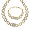 Golden complete bracelet chain set encrusted with zirconia, gilded 14k