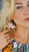 Golden earrings silk flowers