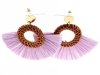 Golden earrings silk flowers