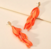 Golden earrings silk flowers