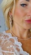 EARRINGS GOLD LONG ZIRCONIA WEDDING WEDDING