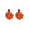 Golden earrings silk flowers